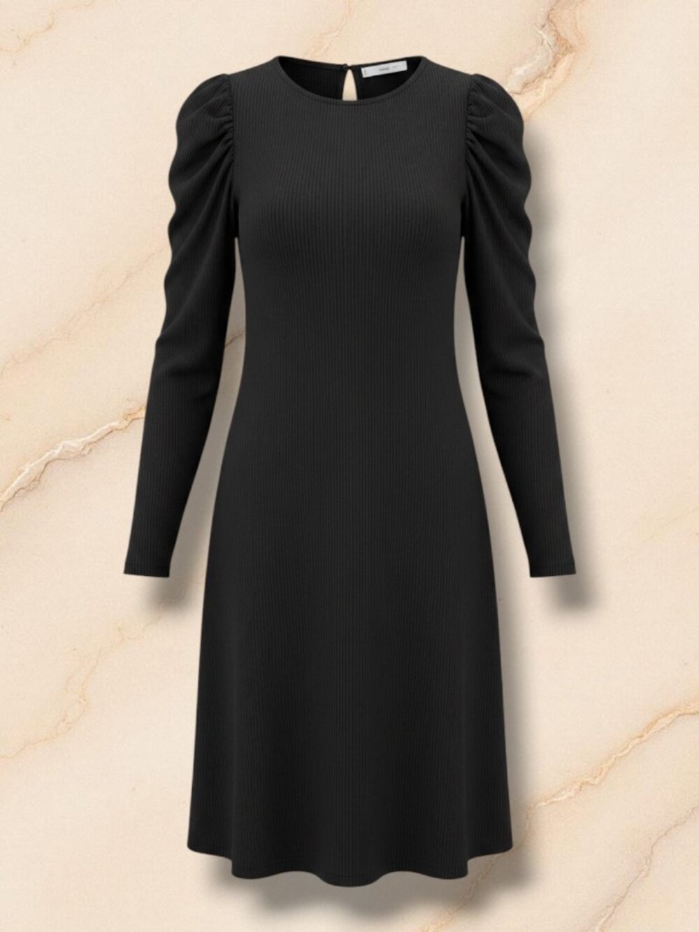 Mango (MNG) Black Crinkle Chiffon Long Sleeve Mini Dress 4‎